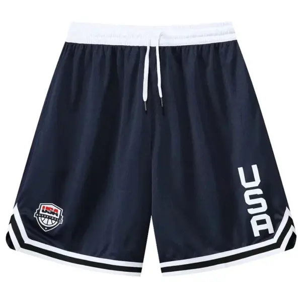 USA Print Basketball Shorts Training Men Active Shorts Loose Pockets Cycling Exercise Training Running Gum Sports Bottom Clothes