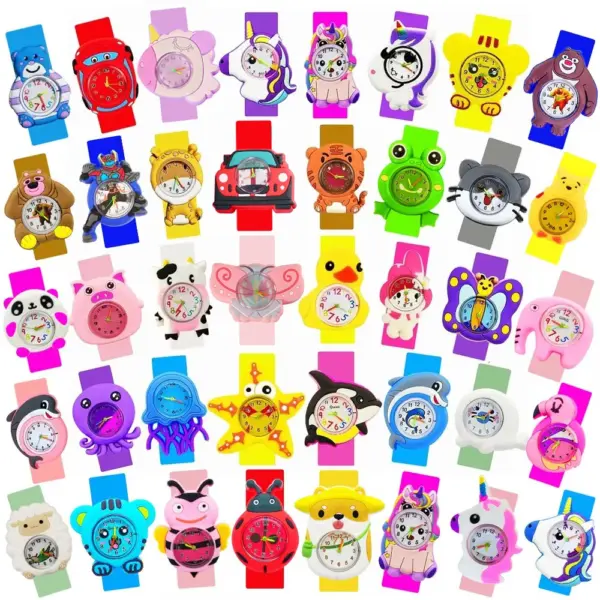New 2025 Cartoon Kids Slap Wrist Watch Educational Learn Time Toy Boys Girls Unisex Baby Watch Children Birthday Gift Ages 2-15