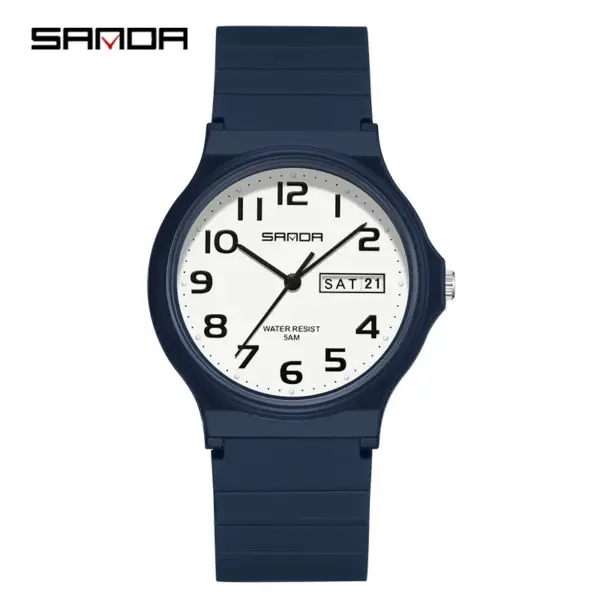 SANDA 9072 Students Quartz Watch New Design Soft TPU Strap Water Resistant Movement Calendar Children Sports Wristwatch Outdoor