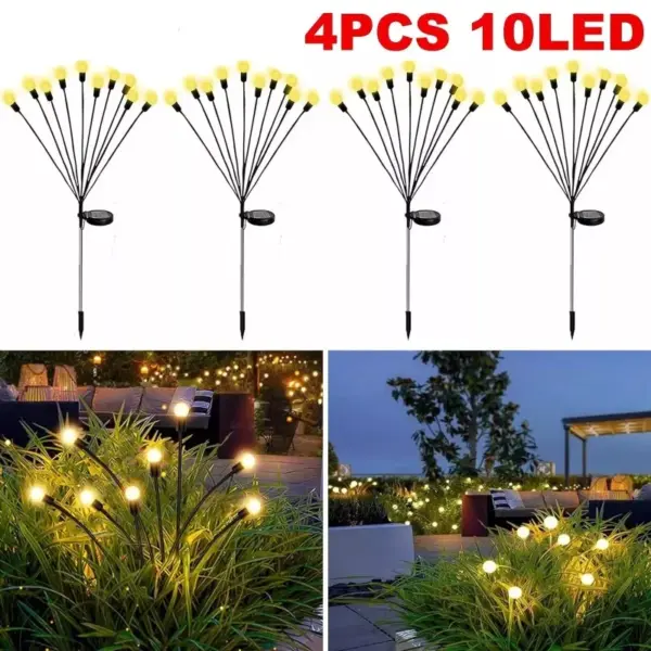 10 LED Solar Firefly Light Garden Waterproof Swaying Lamp Outdoor Landscape Lawn Patio Decor Christmas