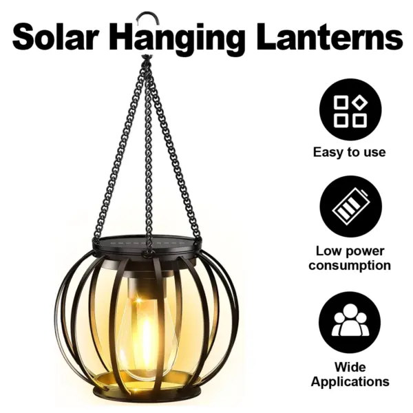 Solar Lantern Led Light Auto Control Warm White Garden Lights Outdoor Waterproof Lamps Lighting Pathway Landscape Retro Iron Art