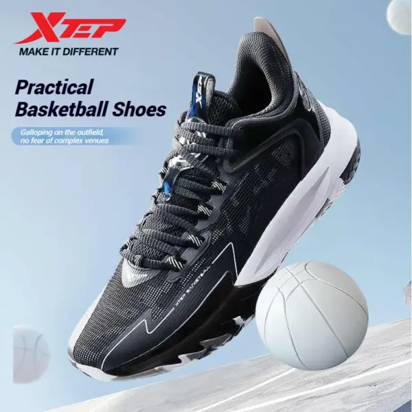 Xtep Basketball Shoes For Men 2024 Summer Shock Absorption High Top Comfortable Combat Soft Sport Shoes 976219120003