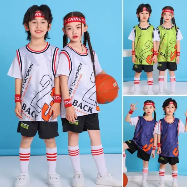 Children's Basketball Uniform Set Short Sleeve Training Clothing for Boys And Girls Primary School Students' Match Teamwear