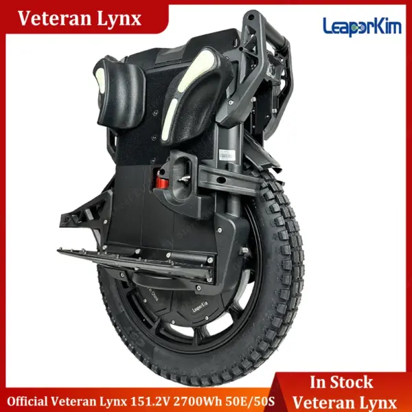 Newest LeaperKim Veteran Lynx 50S 151.2V 2700Wh 50S Battery 3200W Motor 2.75-14 Tire High Torque Lynx Electric Unicycle
