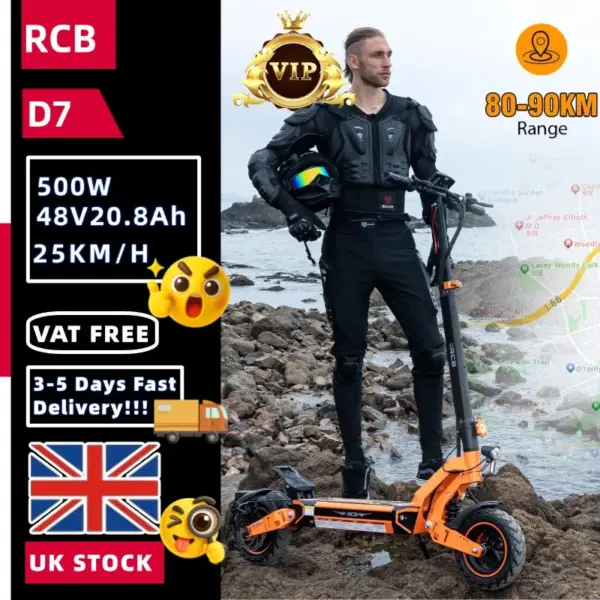RCB D7 Electric Scooter, 27Ah/90-100KM, 20.8AH/80-90KM; MAX. 25 km/h, 500W Motor, 10" Vacuum Tires, APP Control, Max Load 150 kg