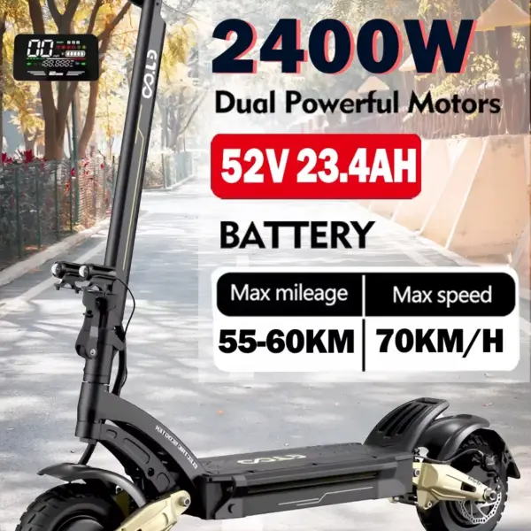 DUOTTS New Electric Scooter S30 2400w Dual Motor 52v Electric Scooter Max Speed 70km/h 10 Inch Vacuum Tyres Foldable Escooter