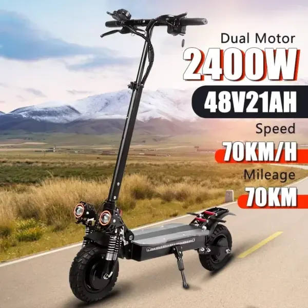 EU 2025 Powerful X6 2400W 48V 21AH Foldable Electric Scooter Max Speed 70km/h Max Range 70km Escooters Dual Motors Load 150kg