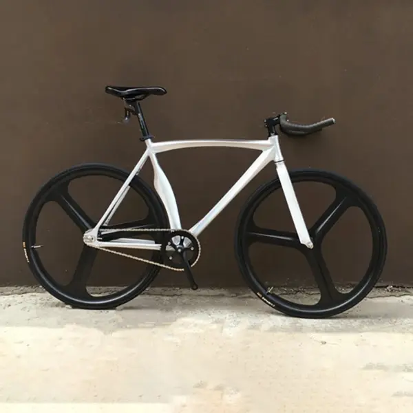 700C Track Bike 3 Spokes Magnesium Alloy Rim Single Speed V-Brake Fixed Gear Muscular Bicycle Aluminum Frame DIY Wheels