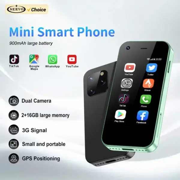 SERVO KING5000 Mini Android 9.0 Smartphone Play Store 2GB+16GB GPS Dual SIM Standby 2.5" Display Smaller Cellular Phone 3G WCDMA