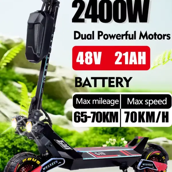 G10 EU New 2400w Dual Motor 48v 21ah Electric Scooter Max Speed 70km/h 10 Inch Road Tyres Lcd Display Electronic Brake Foldable