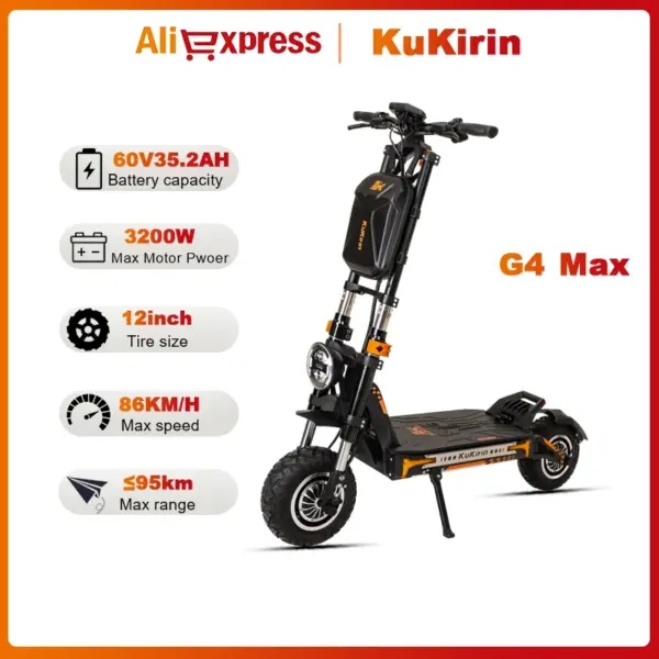 KuKirin G4 Max Foldable Electric Scooter 3200W Motor 60V35.2AH Lithium Battery E-Scooter Maximum Speed 86km/h Scooters Electric