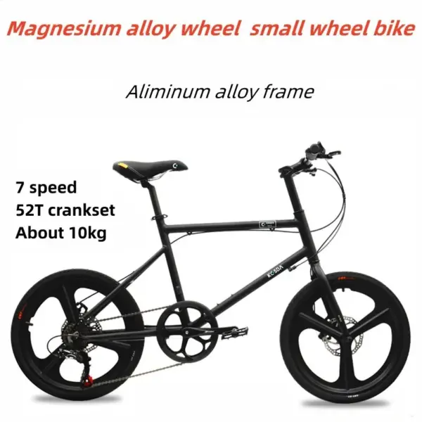 20/22'' Road Bike 451 Bearing Small Wheel City Bicycle for Adults 8/9 Speed Front Rear Disc Brake Alloy Integrated Rims Cycling