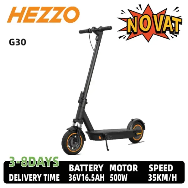 HEZZO G30 Electric Scooter for Adults 500W Motor 36V 15.6AH Folding Escooter 10 inch Tire City E-scooter