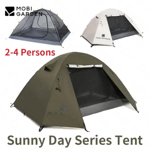 MOBI GARDEN 2.1kg Ultralight Outdoor Tent Rainproof Portable Double Doors Tent 2-4 Persons Folding Camping Travel Aluminum Pole