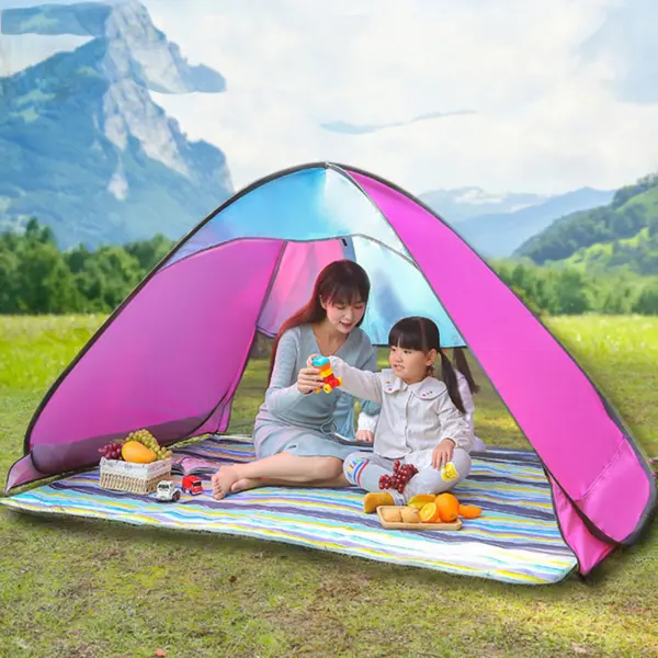 Outdoor Park Picnic Sunshade Waterproof Beach Tent Portable Folding Beach Tent Solid Color Travel Camping Supplies Accessories