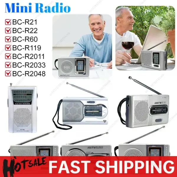 Mini Vintage Radio Battery Powered AM FM Radio Receiver with Telescopic Antenna Easy to Use Dual Band Radio for Indoor Outdoor