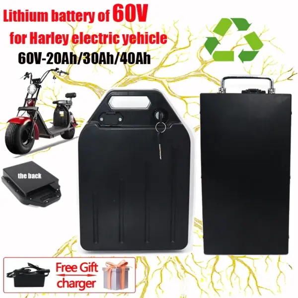60V 20Ah-40AH Harley two-wheel electric scooter Electric vehicle lithium battery + charger, built-in 18650 new battery cell