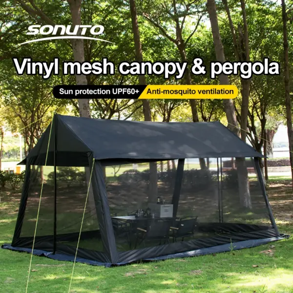 Large Camping Tent, 210D Waterproof Sun Protection, Portable Folding Anti-Mosquito Family Tent for Outdoor Beach Park