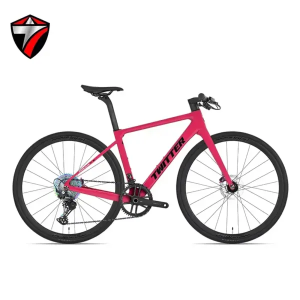 TWITTER STEALTHpro 24S M6100-12Speed Flat Handlebar T800 Carbon Road Bike Four-piston hydraulic disc 700*30C bicycles велосипеды