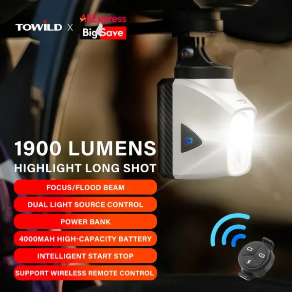 TOWILD DL1200S/DL1700 Bicycle Light With Cut-Off Line Beam1900LM Rechargeable Bike Front Light Power Bank Mtb Cycling Headlights