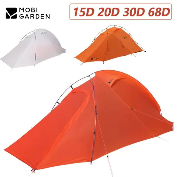 MOBI GARDEN Camping Tent 15D 20D 30D 68D Nylon Ultralight Outdoor Hiking Travel Backpacking Trekking Tent 1/2 Person Portable