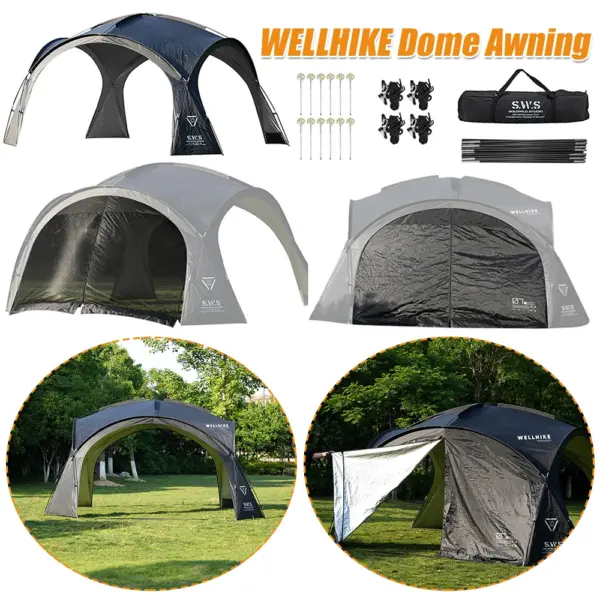 Silver Coated Sunshade Canopy UV Resistant Camping Dome Tent PU3000MM Waterproof for Outdoor Backyard BBQ