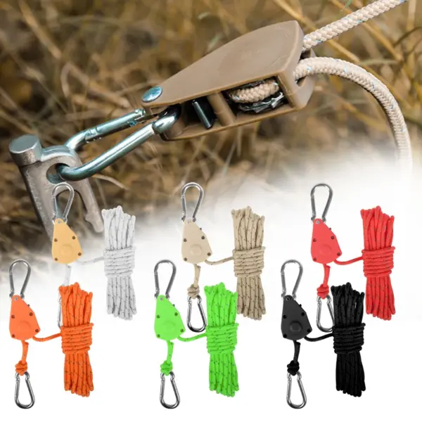 Tent Rope Hanger Pulley Hook, Adjustable Lanyard Hanging, Secure And Non Slip, For Camping, Outdoor Activities, And Canopies