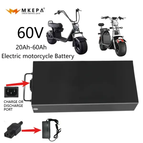 60V 20A-60Ah Electric Motorcycle Li-ion Battery Pack 2000W For Harley Two Wheel Foldable Citycoco Electric Scooter,Free Charger
