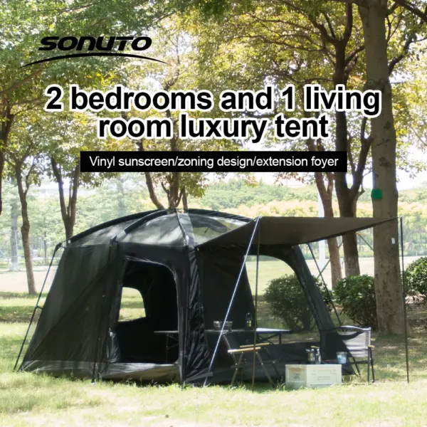 Outdoor Camping Family Tent 3-12 Person Double Layers Oversize 2 Rooms Thickened Rainproof Outdoor Family Camp Tour Equipment