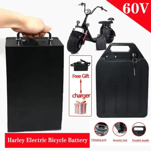 18650 Battery 60V 20Ah 30Ah Waterproof Lithium Battery for 250W-2500W Harley Two Wheel Foldable Citycoco Electric Scooter