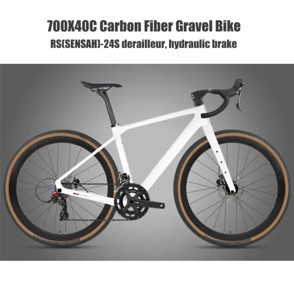 TWITTER Full Hydraulic Brake RS-24S Carbon Gravel Road Bicycle 40C Carbon Integrated Handlebar Gravel Bike Inner Cables For Sale