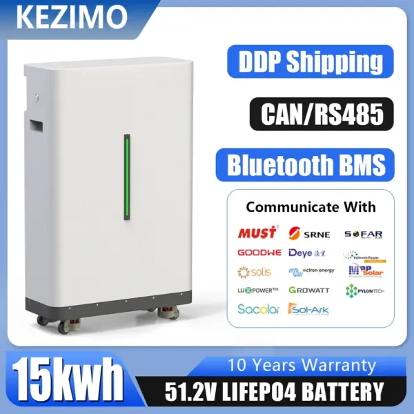 LiFePO4 Battery 51.2V 300Ah 15KWh 48V Lithium Battery 6000+ Cycles CAN RS485 With Bluetooth BMS For Solar Inverter EU PL STOCK
