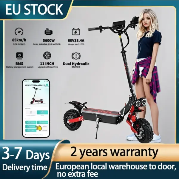 2025 EU New 3800W Dual Motor 52V Electric Scooter Max Speed 80 km/h Lcd Display Hydraulic Brake 11 Inch Tyres Foldable Escooter