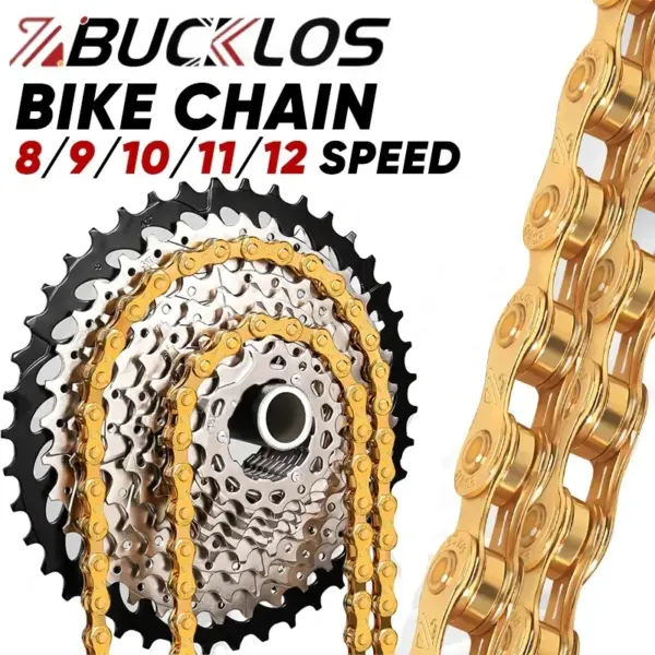 BUCKLOS MTB Road Bike Gold Chain 8/9/10/11/12 Speed Bicycle Chain Universal High Quality Durable Chain Bike Current Bicycle Part