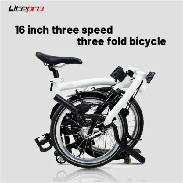 Litepro 16 Inch Folding Bicycle Custom Internal 3 Speed Dual V-Brake Bike Ultra Lightweight Portable Bike Cheap For Brompton
