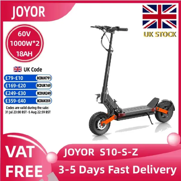 Joyor S10-S-Z Adult E-scooter 1000W*2 Motor 60V18Ah Escooter 10 Inch Off Road Tire Off Road Electric Scooter