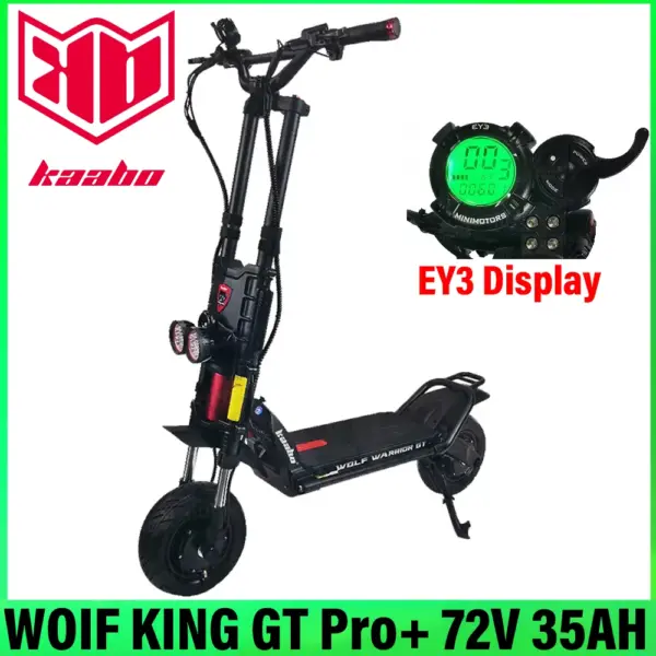 KAABO Wolf king GT Pro + Wolf Warriors 11 Inch 2000W*2 72V 35Ah EY3 Display Official Original Electric Scooter