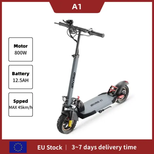 IENYRID A1 Electric Scooter 800W Motor 48V12.5Ah Battery Double Shock Absorber EScooter Adult 10-inch Tires Scooters