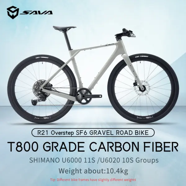 SAVA 2025 New SF6 R21 Carbon Fiber Flat Handlebar Road Bike, Hydraulic Disc Brake Gravel Bike with SHIMANO U6000 11 Speed Kit