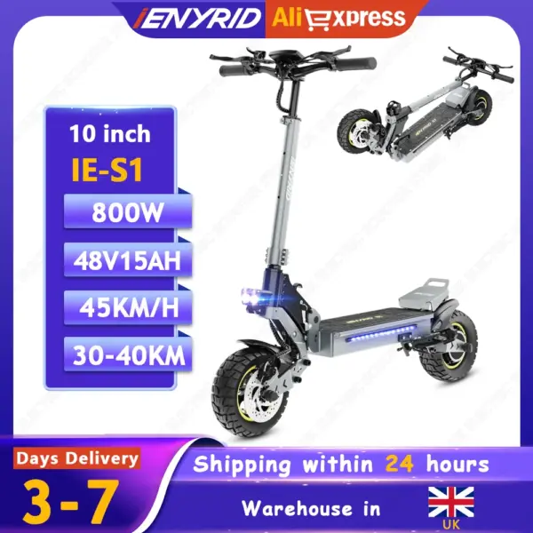 iE-S1 Electric Skateboard 800W Motor 48V15Ah Smart LCD Display Electric Scooters Adults 10-inch Air Off-road Tire City E-scooter