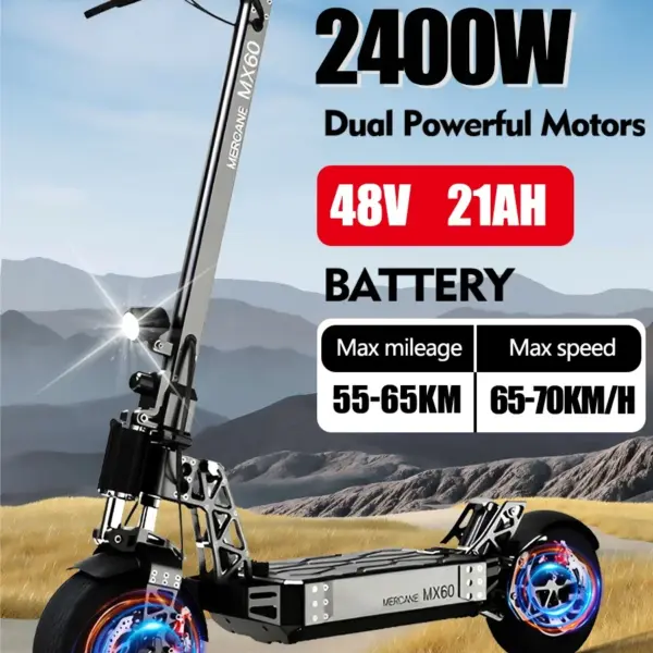 MX60 EU Stock 2400w Dual Motor 48v 21ah Electric Scooter Max Speed 60-65km/h Spring Suspension 10 inch Tyres Foldable Escooter