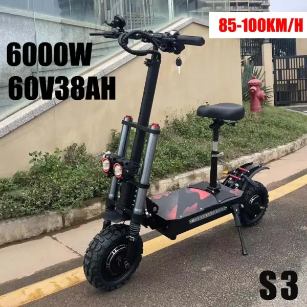 Boyueda S3 6000w 60v 38ah Electric Scooter Dual Motor Removable Seat Hydraulic Shock Absorption 11 Inch Off-road Tyre Escooter