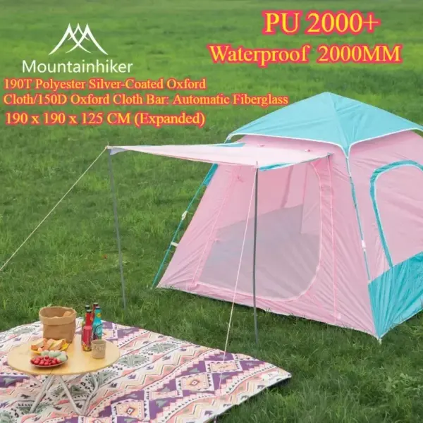 MOUNTAINHIKER Upgrade Outdoor Camping Tent Automatic Quick-open Beach Tent Park Picnic Waterproof Sunscreen Coating Silver Tent