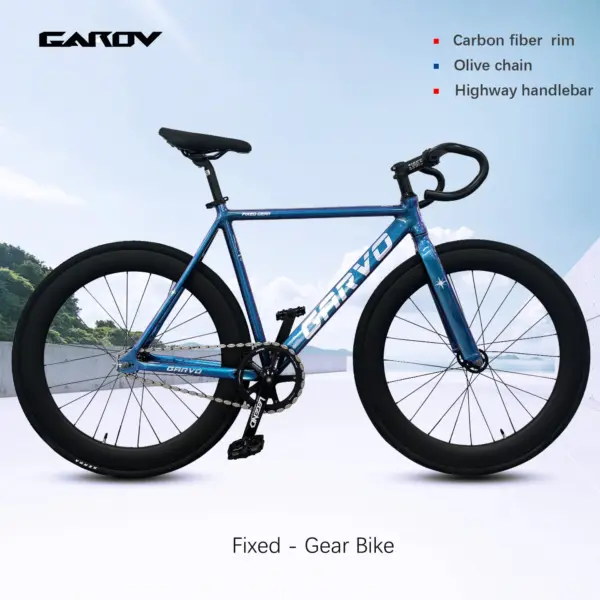 Super Light 700C Fixed-Gear Road Bike Carbon Fiber Rim Ride Backwards Fixed Cog Urban Cycling