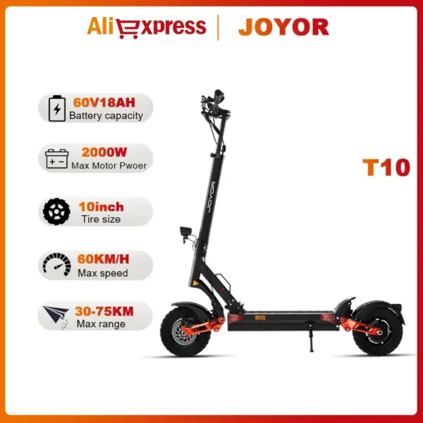 JOYOR T10 Foldable Electric Scooter 2000W Dual motor 60V18AH battery E-Scooter Hydraulic braking 10-inch tire Scooters Electric