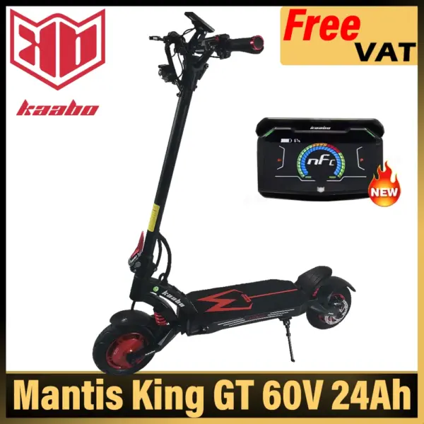 KAABO Mantis King GT 60V 24Ah 1100W*2 Motor 70km/h Full Hydraulic Brake TFT display IPX5 WaterProof Electric Scooter
