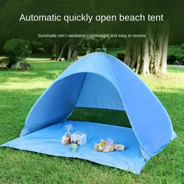 Portable Summer Beach Tent - Lightweight, UPF 50+ sun protection, zip closure, sturdy alloy stand, durable polyester material