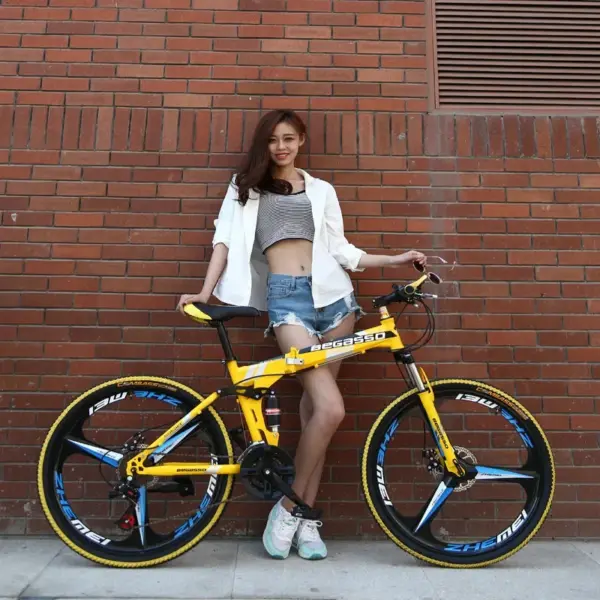 Folding Bicycle Double Shock Absorber Disc Brake Variable Speed Mountain Bike Men's And Women's Style Integrated Wheel Bicycle