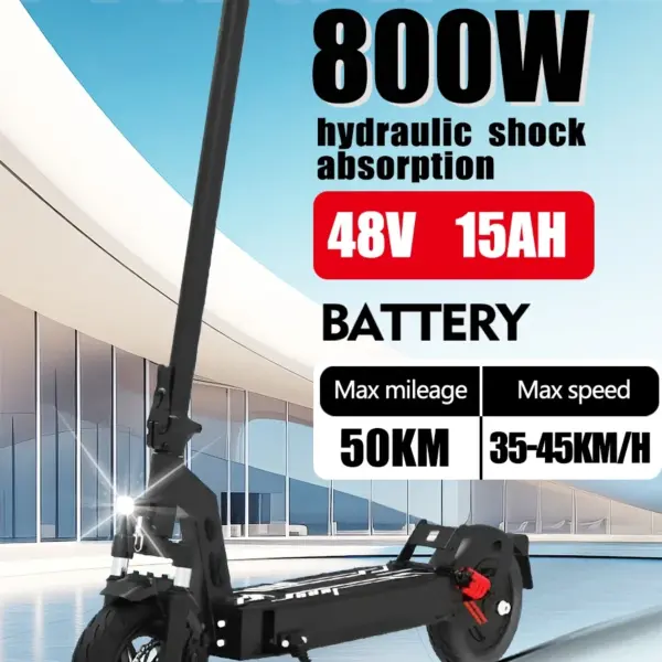 DT08 2025 New Electric Scooter Peak 1100w 48v 15ah Max Speed 40km/h Hydraulic Shock Absorption 10 Inch Tyres Foldable Escooter