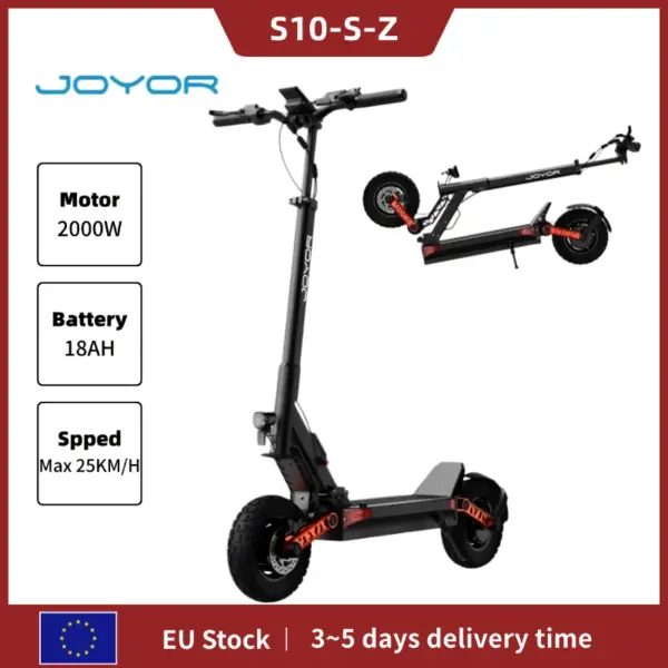 JOYOR S10-S-Z Electric Scooter Dual 1000W Motor 18Ah Battery E-Scooter 10” Tire 65km/h Max Speed 70-85km Range Adult Escooter